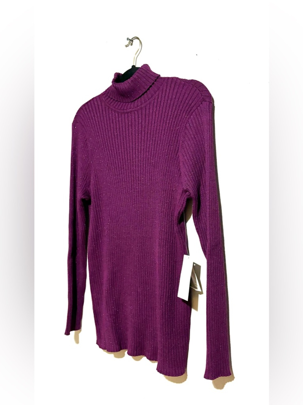 NWT Chicos Size 3 (XL) Purple Turtleneck Sweater Ribbed Long Sleeve Stretchy - Picture 2 of 7